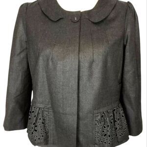 Rebecca Taylor Cropped Wool Blazer with Eyelet detailing- size 6